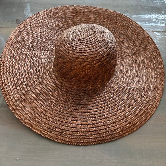Brown Wide Brim Straw Sun Hat Beach Resort Boho OS main image 6